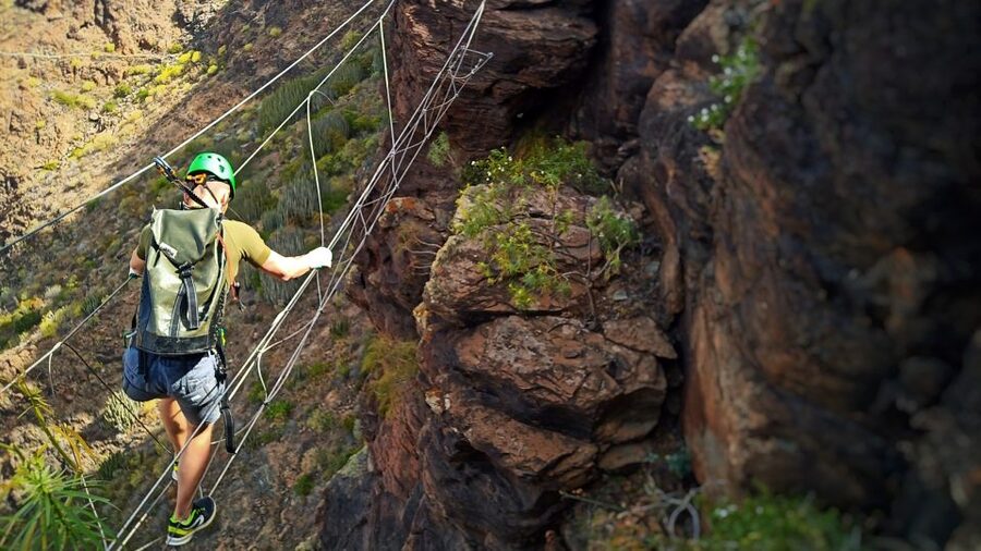 Gran Canaria: Guided Via Ferrata and Zipline Adventure - Thin Cable Bridge Moments and the Zip Line Glide Above the Tunte Caldera