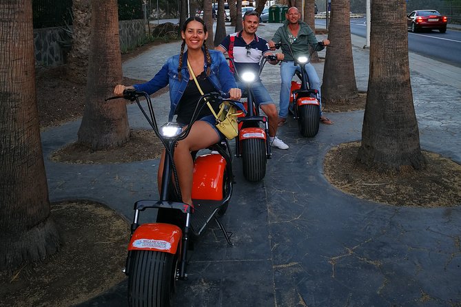Maspalomas - Meloneras : e-Scooter 2 seat Sunset Guided Tour - La Charca Lagoon Stop, Birds and a Soft Drink Break